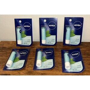 6 Packs, Nivea Mint & Mineral Refreshing Lip Care Shea & Peppermint Extract
